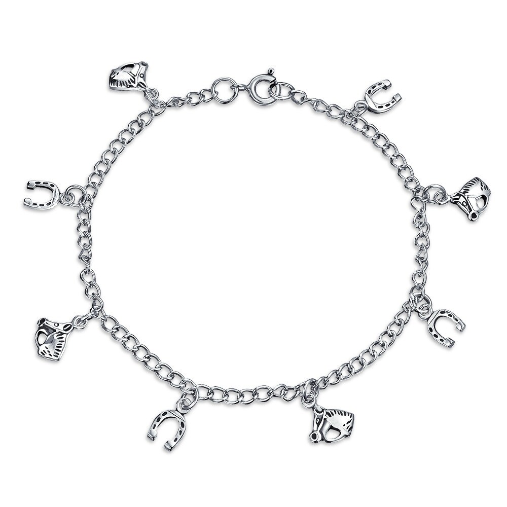 Sterling Silver Charm Bracelet 17 3-D Coeur Charms incl Open bouffi /& Fraise